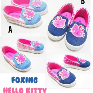 Sepatu Foxing Anak Perempuan Hello Kitty Denim Tokopedia
