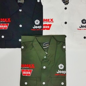 Baju Kemeja Bordir Otomotif Jeep Creem Tokopedia