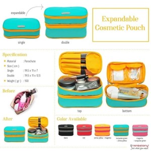 Expandable Cosmetics Pouch Ecp T Green Yellow Dompet Kosmetik Terlaris Tokopedia