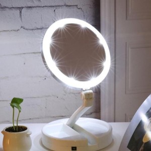 Lampu Makeup Cermin Lipat Vanity Mirror Pembesar Rias Dua Sisi Kosmetik Kotak Mirror Led 10x Lipat Foldable Wanita Hadiah Tokopedia