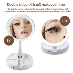 Lampu Makeup Cermin Lipat Vanity Mirror Pembesar Rias Dua Sisi Kosmetik Kotak Mirror Led 10x Lipat Foldable Wanita Hadiah Tokopedia