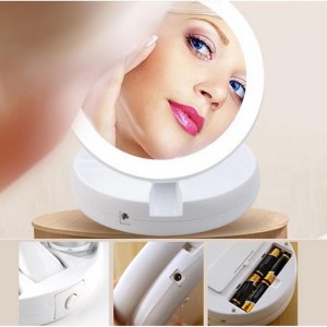 Lampu Makeup Cermin Lipat Vanity Mirror Pembesar Rias Dua Sisi Kosmetik Kotak Mirror Led 10x Lipat Foldable Wanita Hadiah Tokopedia