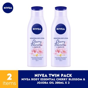 Twin Pack Nivea Body Essential Cherry Blossom Jojoba Oil 200ml Tokopedia