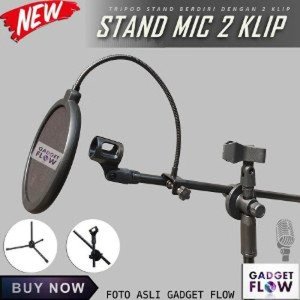 Stand Mic Microphone Berdiri Tripod Smartphone Holder Hp 360 Recording Tokopedia