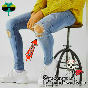 Celana Jeans Biru Celana Ripped Jeans Ripped Celana Panjang Tokopedia