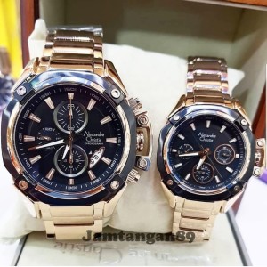 Jam Tangan Couple Alexandre Christie Ac8289 Black Rose Gold Original Tokopedia