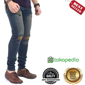 Celana Jeans Ripped Sobek Pria Tokopedia