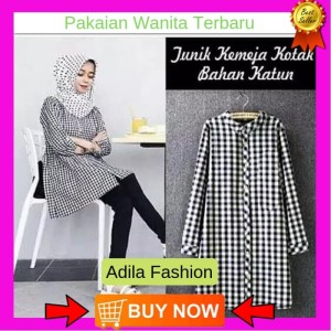 Tunik Kemeja Baju Atasan Tunik Pocket Blouse Jilbab Hijab Blus Muslim Tokopedia