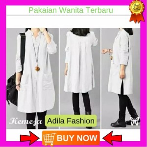 Tunik Kemeja Baju Atasan Tunik Pocket Blouse Jilbab Hijab Blus Muslim Tokopedia
