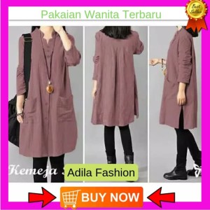 Tunik Kemeja Baju Atasan Tunik Pocket Blouse Jilbab Hijab Blus Muslim Tokopedia