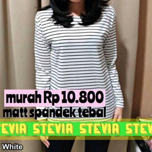 Sumber Fashion Baju Atasan Tee Wanita Top Stevie Salur Spandek Warna Putih Konveksi Murah Tokopedia