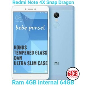 Redmi Note 4x Pro Blue 4gb 64gb Snap Dragon Bonus Tempered Glass Dan Ultra Slim Case Tokopedia