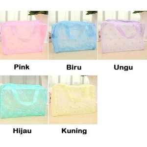 Promo 445 Tas Kosmetik Transparan Anti Air Ungu Tokopedia