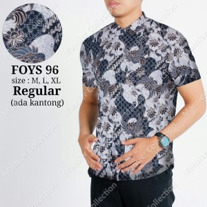 Baju Kemeja Kerja Batik Modern Pria Lengan Pendek Slim Fit - FOYS 96