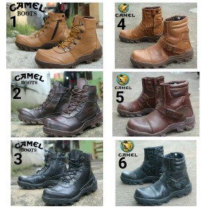 Sepatu Pria Camel Zipper Boots Safety Ujung Besi Kulit Sapi Asli Tokopedia