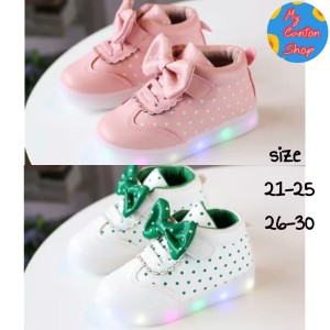 Sepatu Anak Perempuan Led Import Sepatu Anak Lampu Polka Dot Tokopedia