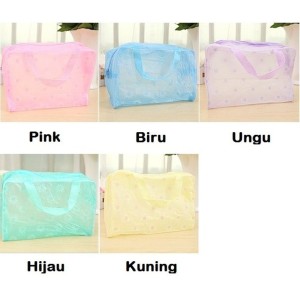 Promo 445 Tas Kosmetik Transparan Anti Air Ungu Tokopedia