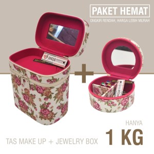 Rromo Paket Hemat Tas Kosmetik Box Perhiasan Pink Shabby Lucu Tokopedia