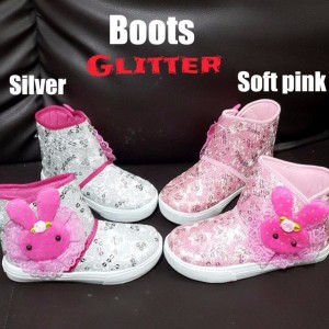 Sepatu Anak Perempuan Boots Glitter Bulu Tokopedia