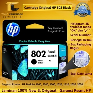 Hp Cartridge 802 Black Original Tokopedia