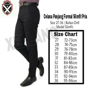 Celana Panjang Formal Xellano Vincen Pria Kantor Slimfit Bahan Drill Hitam Size 28 36 Tokopedia