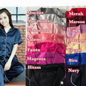 Cp Satin Pajamas Celana Panjang Baju Tidur Wanita Pajamas Piyama Setelan Satin Tokopedia
