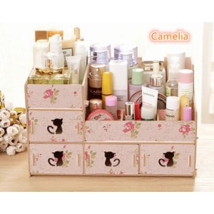 Rkk31 Rak Kosmetik Bahan Kayu Desktop Storage Kitty Cat Tokopedia