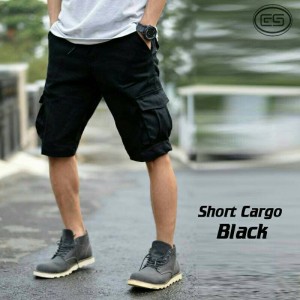 Celana Cargo Pendek Pria Cargo Pendek Cowok Short Cargo Hitam Tokopedia