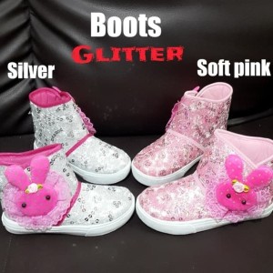 Sepatu Anak Perempuan Boots Glitter Bulu Tokopedia
