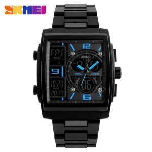Jam Tangan Pria Skmei Original Model Casio Seiko Black Watch And Gold Water Resistant Ps009 Tokopedia