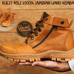 Sepatu Pria Boots Safety Crocodile Proyek Zip Kulit Asli Pull Up Termurah Tokopedia