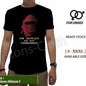 Kaos Distro Iam Moslem Im Not Terrorist Islam Muslim Islami Tshirt Cowok Pria Baju Hitam Tomyliston Tokopedia