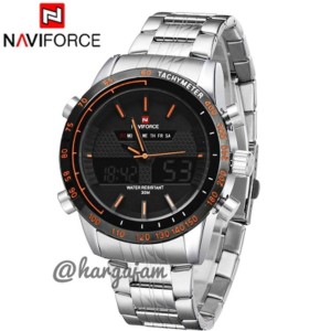 Jam Pria Original Naviforce N9024 Dualtime Tachymeter Black Chain White Stripe Hargajam Harga Jam Tangan Cowok Ori Anti Air Tokopedia