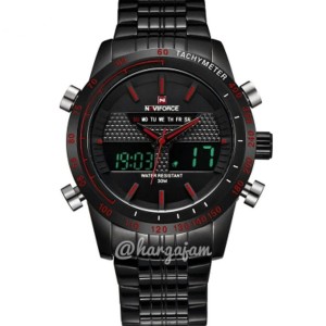 Jam Pria Original Naviforce N9024 Dualtime Tachymeter Black Chain White Stripe Hargajam Harga Jam Tangan Cowok Ori Anti Air Tokopedia