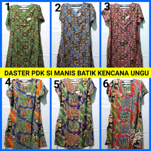 Daster Pendek Batik Kencana Ungu Model 25 Label Biru Daster Plisket Saku Tokopedia