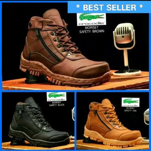 Sepatu Boots Pria Crocodile Boot Safety Ujung Besi Kulit Tokopedia