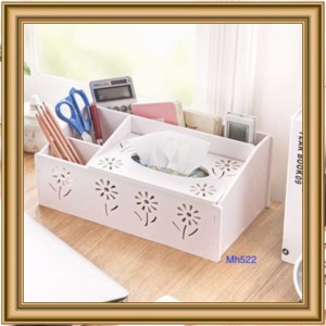 Mh522 Desktop Storage Tempat Tissue Remote Kosmetik Shabby Megahome Tokopedia
