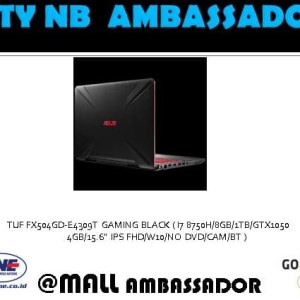 Asus Tuf Gaming Fx504gd E4309t I7 8750h 8gb 1tb Gtx1050 4gb W10 15 6 Tokopedia
