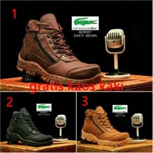 Sepatu Boots Pria Crocodile Boot Safety Ujung Besi Kulit Tokopedia