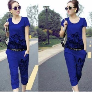 Fashion Baju Wanita Setelan Tiger Biru Tokopedia