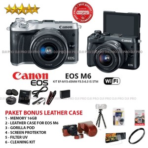 Canon Eos M6 Kit 15 45mm Is Stm Kamera Canon Eos M6 Paket Lengkap Tokopedia