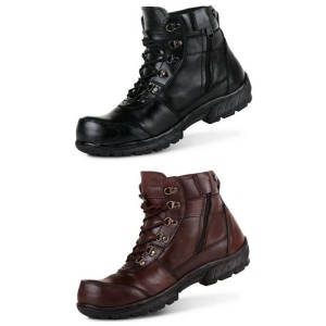Sepatu Boots Pria Crocodile Zipper Safety Kulit Asli Coklat Tokopedia