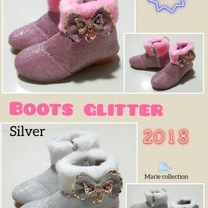 Sepatu Anak Perempuan Boots Glitter Bulu Tokopedia
