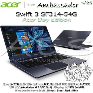 Acer Swift 3 Sf314 54g 379s Intel Core I3 7020u Ram 4gb Hdd 1tb Nvidia Mx150 2gb Windows 10 Pink Tokopedia