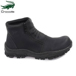 Sepatu Boots Pria Crocodile Zipper Safety Kulit Asli Coklat Tokopedia