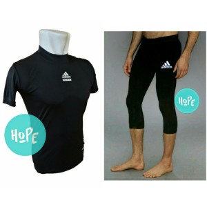 Paket Hemat Baselayer Shortsleeve Dan Celana Legging 3 4 Adidas Nike Tokopedia