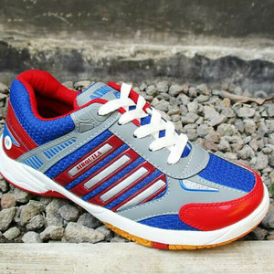 Sepatu Badminton Bulutangkis Airquila Tricolors Abu Merah Biru Tokopedia