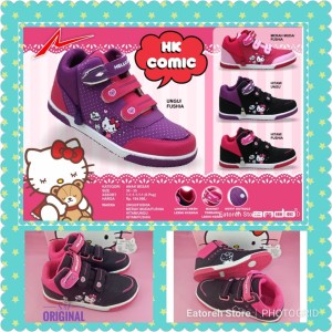 Sepatu Ando Hello Kitty Terbaru Sepatu Anak Perempuan Hitam Putih Tokopedia
