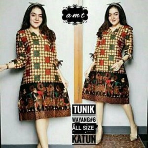 Baju Batik Wanita Tunik Sogan Tokopedia