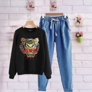 Fashion Baju Wanita Setelan Tiger Biru Tokopedia